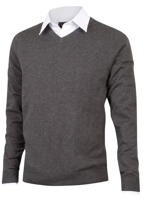 9408294 Tracker 3086 Pima  Cotton  V-neck v-genser i bomull Medium Skifergr&#229;